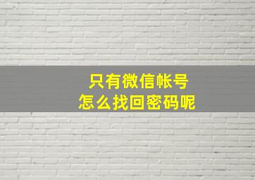 只有微信帐号怎么找回密码呢