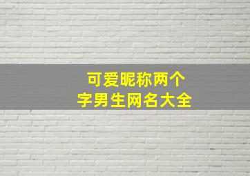 可爱昵称两个字男生网名大全