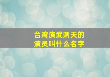 台湾演武则天的演员叫什么名字