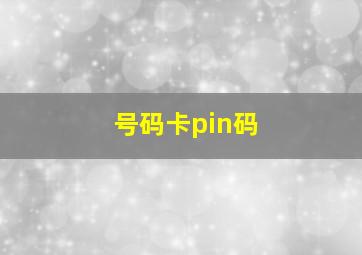 号码卡pin码