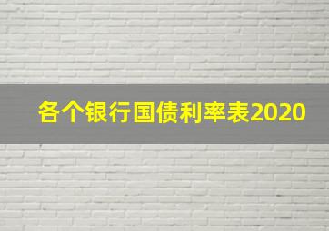 各个银行国债利率表2020