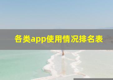 各类app使用情况排名表