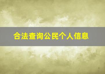 合法查询公民个人信息