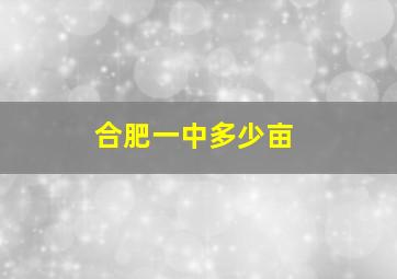 合肥一中多少亩