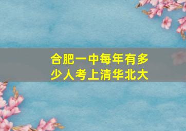 合肥一中每年有多少人考上清华北大