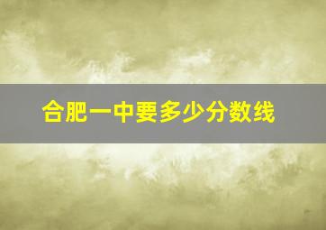 合肥一中要多少分数线