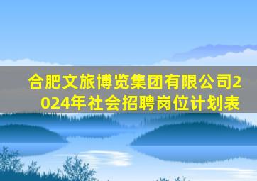 合肥文旅博览集团有限公司2024年社会招聘岗位计划表