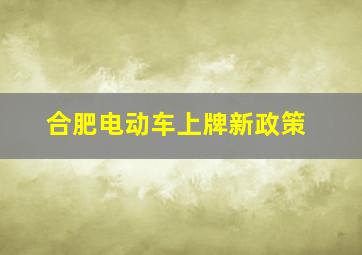 合肥电动车上牌新政策