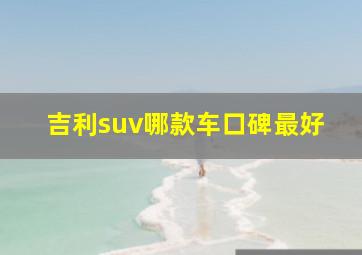 吉利suv哪款车口碑最好