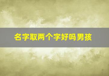 名字取两个字好吗男孩