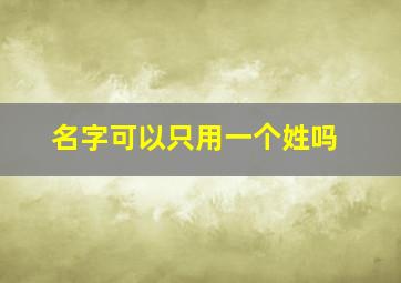 名字可以只用一个姓吗