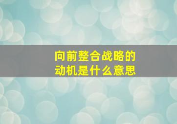 向前整合战略的动机是什么意思