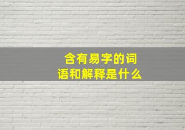 含有易字的词语和解释是什么