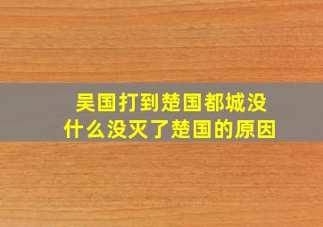 吴国打到楚国都城没什么没灭了楚国的原因