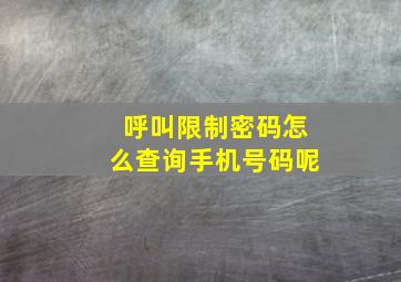 呼叫限制密码怎么查询手机号码呢