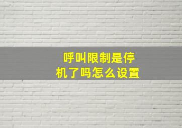 呼叫限制是停机了吗怎么设置