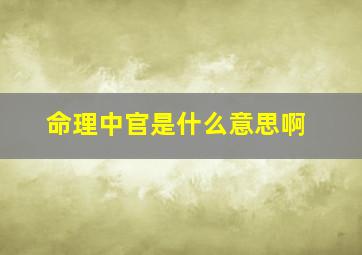 命理中官是什么意思啊