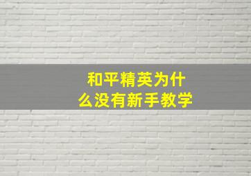 和平精英为什么没有新手教学