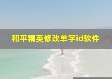 和平精英修改单字id软件