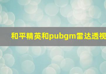 和平精英和pubgm雷达透视