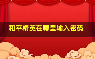 和平精英在哪里输入密码