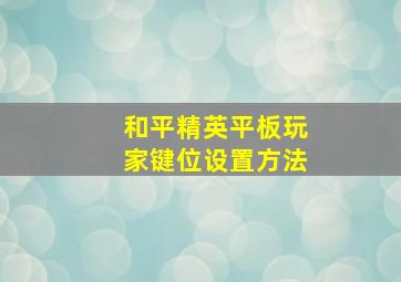 和平精英平板玩家键位设置方法