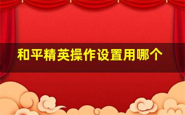 和平精英操作设置用哪个