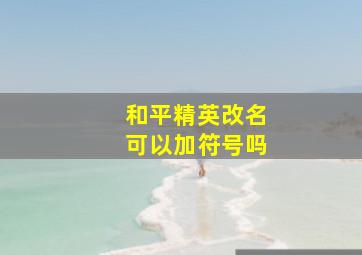 和平精英改名可以加符号吗