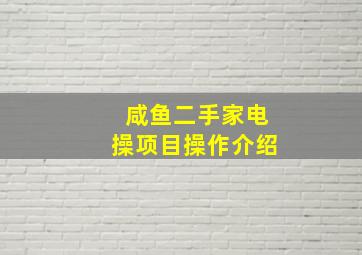 咸鱼二手家电操项目操作介绍