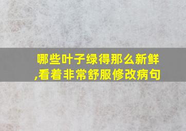 哪些叶子绿得那么新鲜,看着非常舒服修改病句