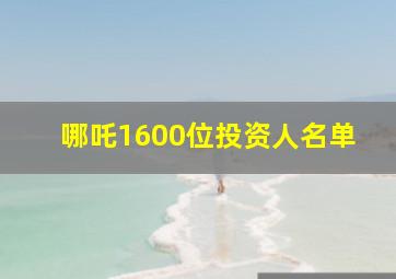 哪吒1600位投资人名单