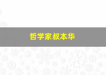 哲学家叔本华