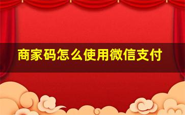 商家码怎么使用微信支付