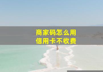 商家码怎么用信用卡不收费