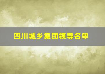 四川城乡集团领导名单