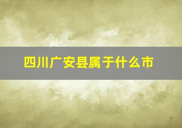 四川广安县属于什么市