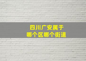 四川广安属于哪个区哪个街道