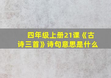 四年级上册21课《古诗三首》诗句意思是什么