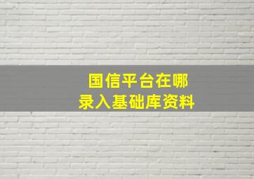 国信平台在哪录入基础库资料