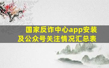 国家反诈中心app安装及公众号关注情况汇总表