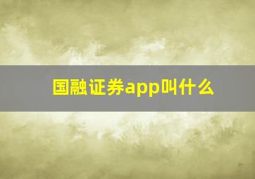 国融证券app叫什么