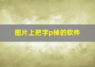 图片上把字p掉的软件