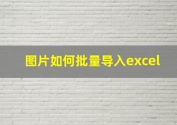 图片如何批量导入excel