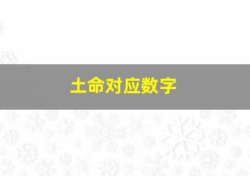 土命对应数字