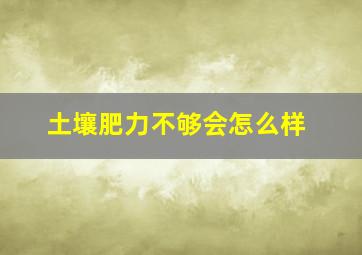 土壤肥力不够会怎么样