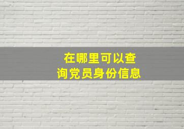 在哪里可以查询党员身份信息