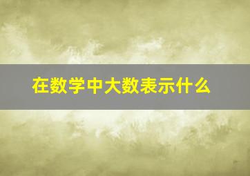 在数学中大数表示什么