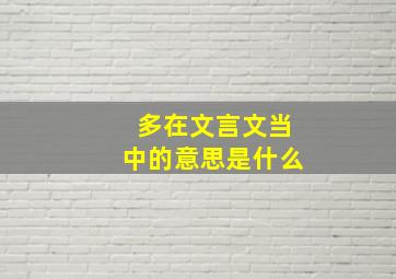 多在文言文当中的意思是什么