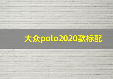 大众polo2020款标配