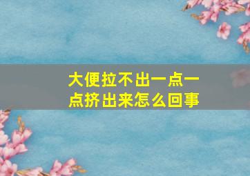 大便拉不出一点一点挤出来怎么回事